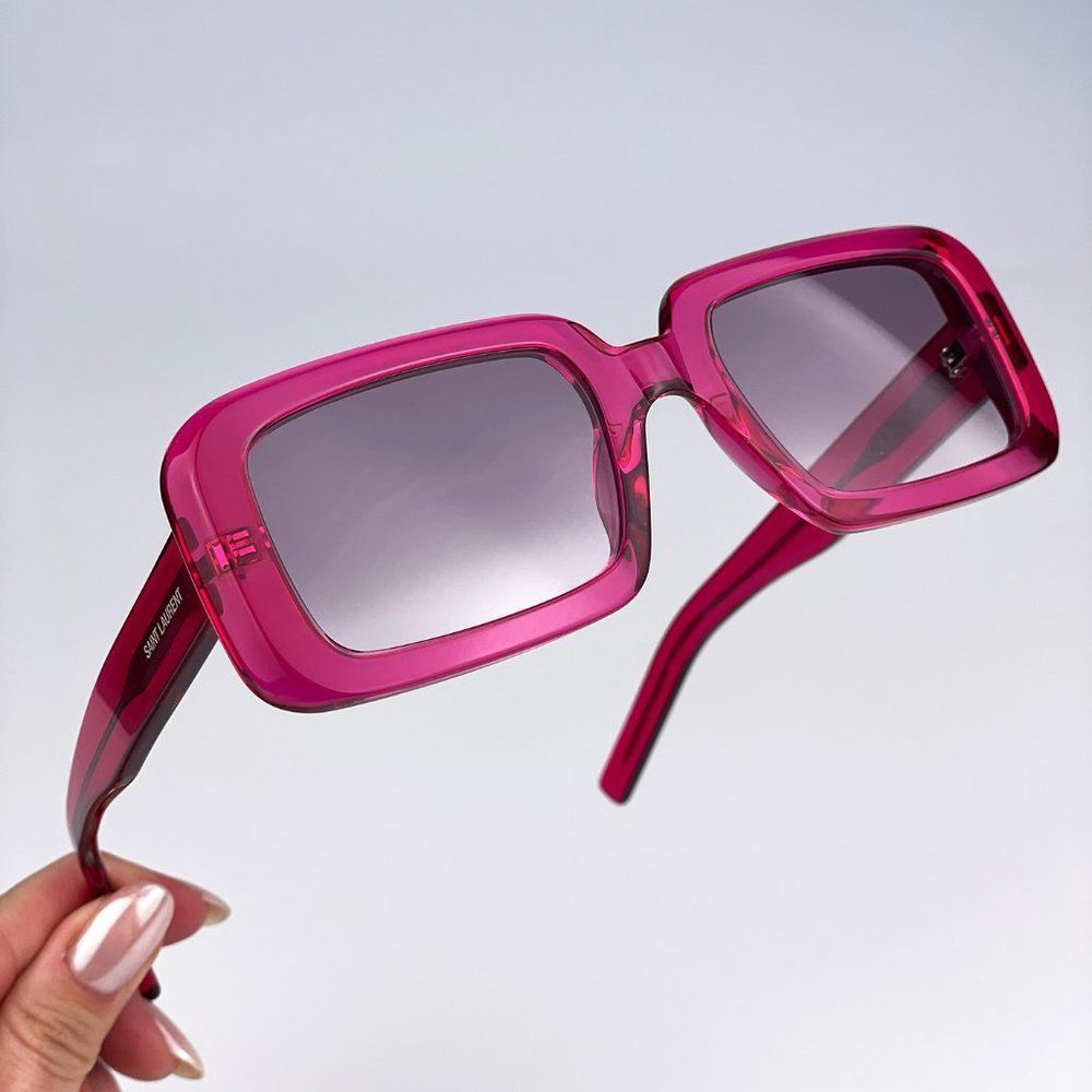 Saint LaurentāSL534 SUNRISE 006 Sunglasses Transparent Pink Gradient Unisex - Picture 2 of 15